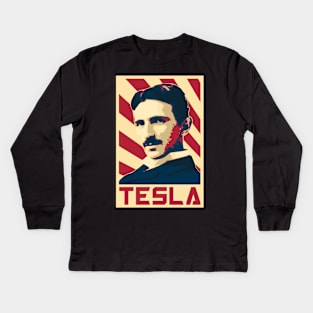 Nikola Tesla Retro Kids Long Sleeve T-Shirt